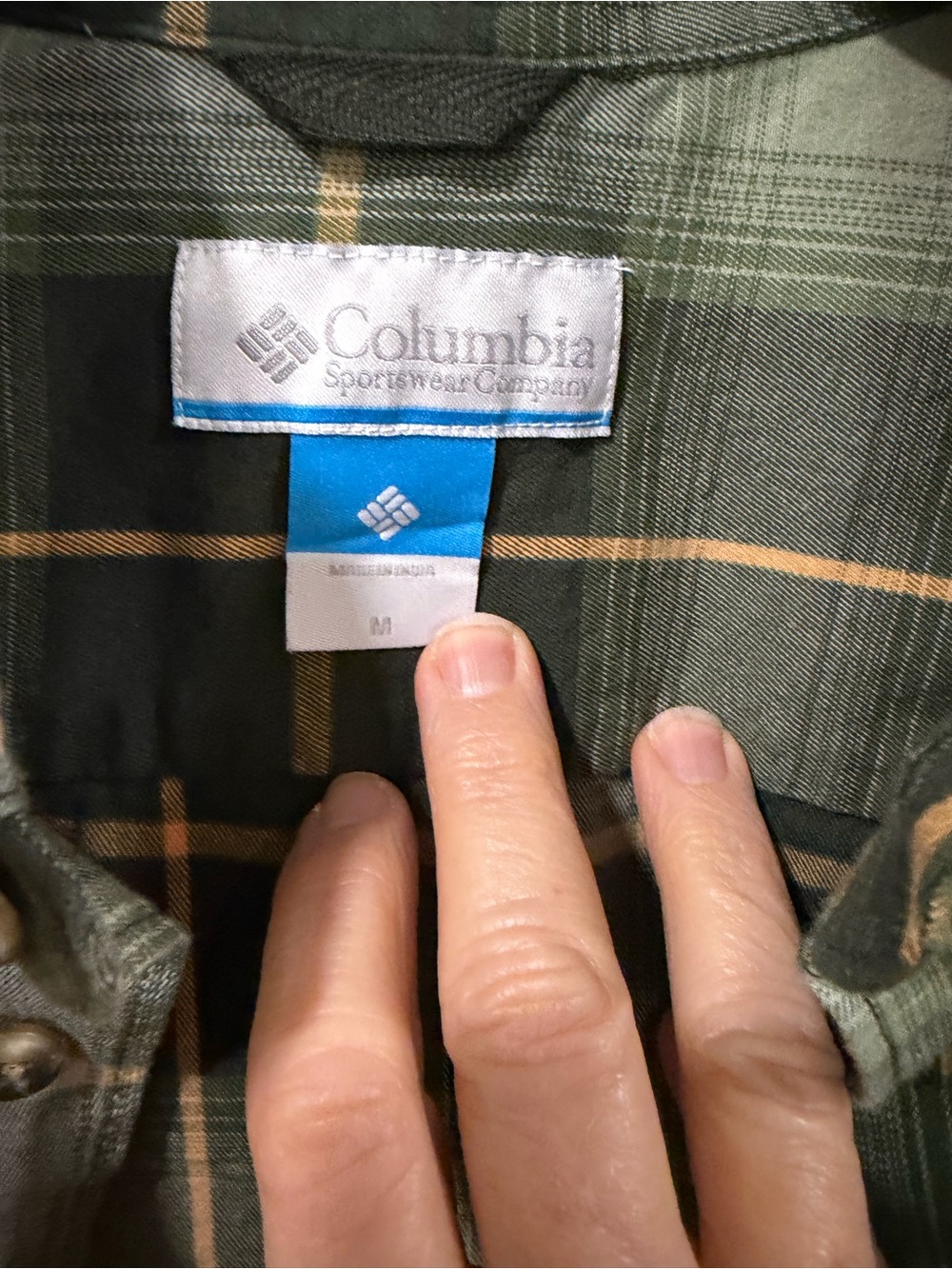 Columbia Olive and Tan Plaid Button-Down Shirt - Picture 4 of 4